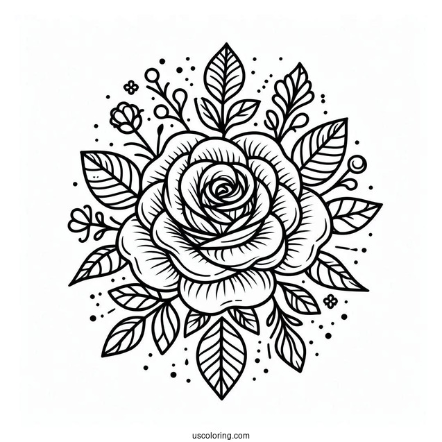 Floral Rose Design To Color