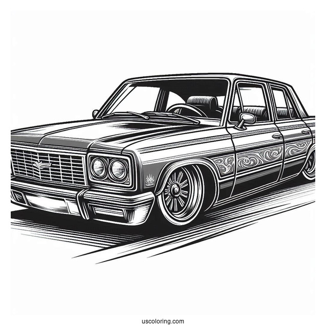 Parked Lowrider Coloring Page