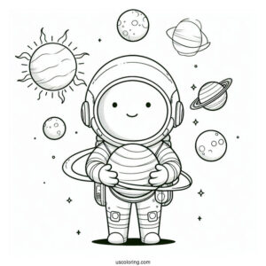 Astronaut Holding Planets In The Solar System_