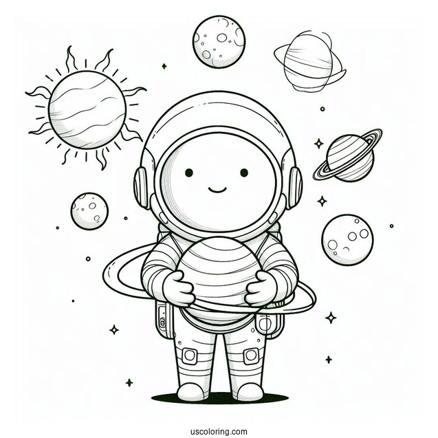 Astronaut Holding Planets In The Solar System_