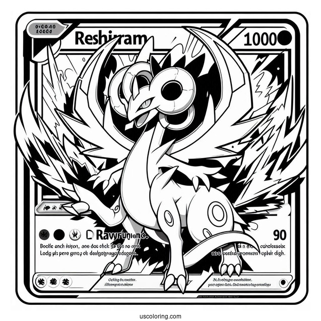 Reshiram Outrage Pokemon Card Coloring Page