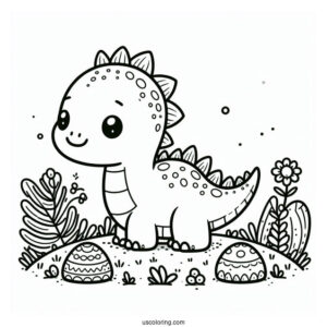 Kawaii Spinosaurus Coloring Page For Preschoolers