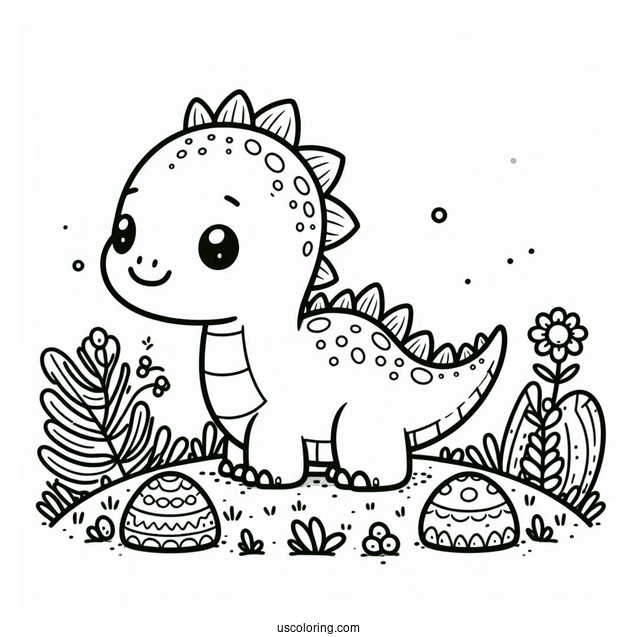 Kawaii Spinosaurus Coloring Page For Preschoolers