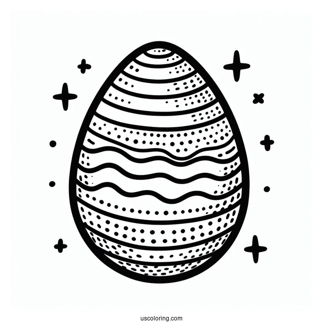 Simple Striped Easter Egg Coloring Page For Preschoolers