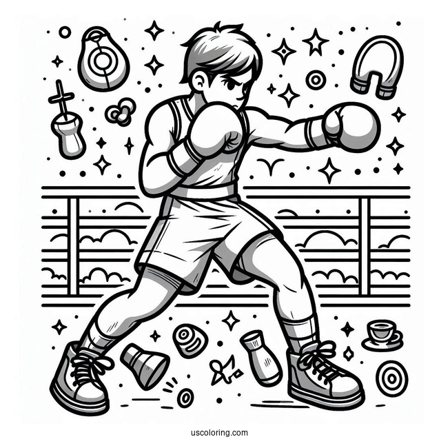 Simple Olympics Coloring Page Boxing For Kids
