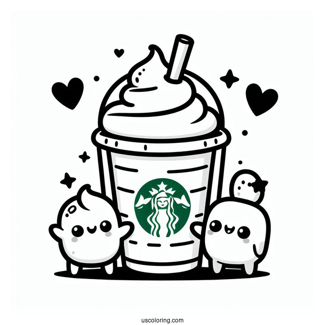 Fun Kawaii Starbucks Frappe Coloring Sheet