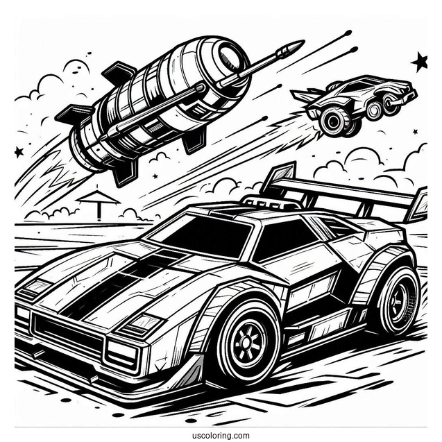 Rocket League Coloring Page Battle Cars Poster For Kids