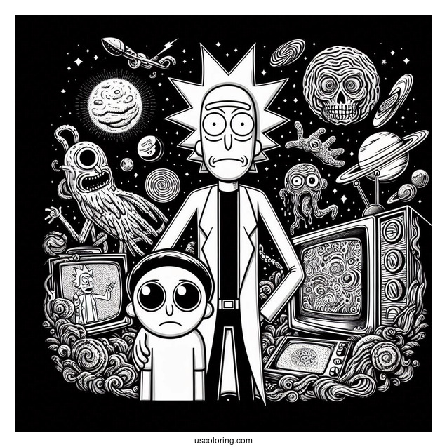 Detailed Rick And Morty TV Poster Coloring Page