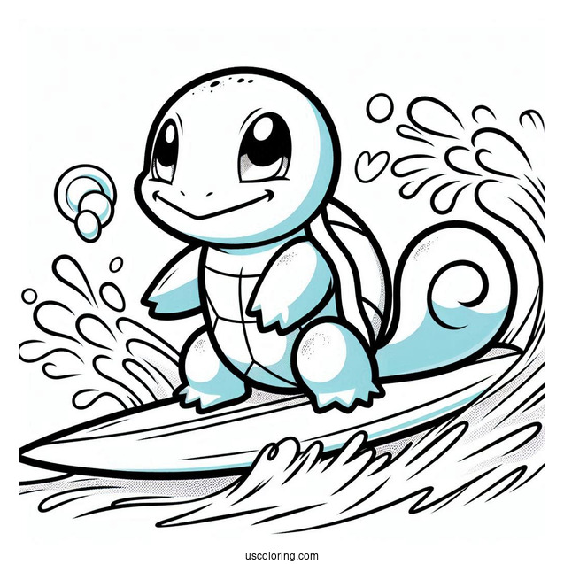 Squirtle Coloring Page Of Surfing With Magikarp