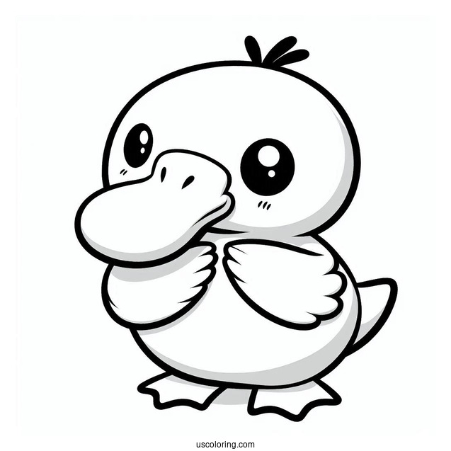Psyduck Coloring Page Holding Its Head For Preschoolers