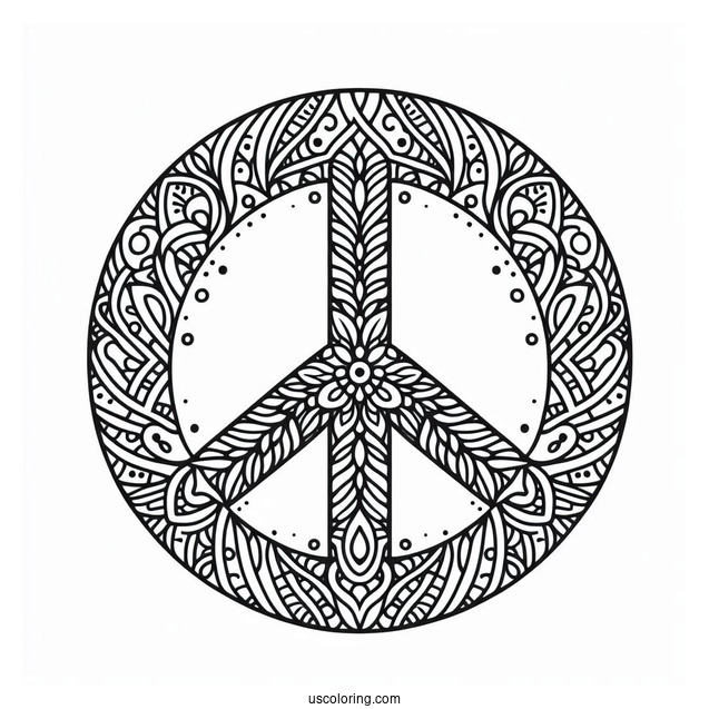Intricate Peace Coloring Page Mandala
