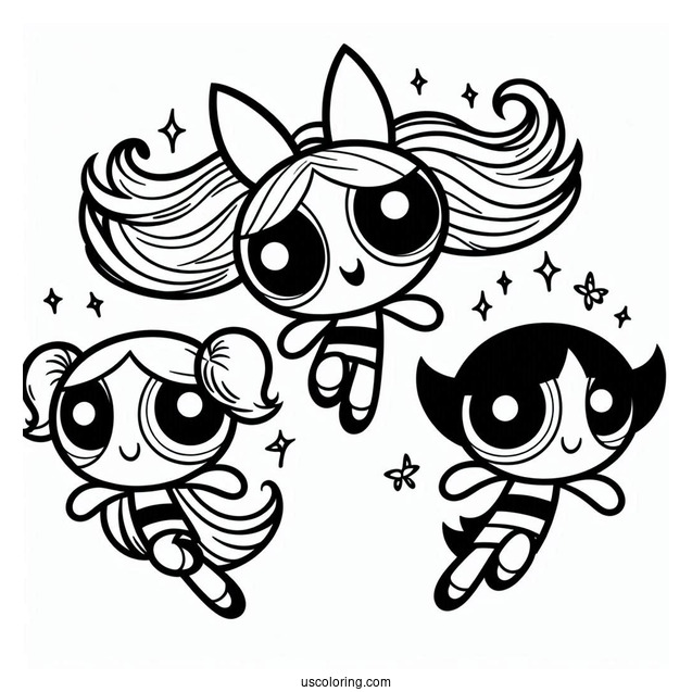 Powerpuff Girls Flying Into The Sky