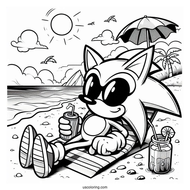 Chilling Sonic Exe Coloring Page On The Beach