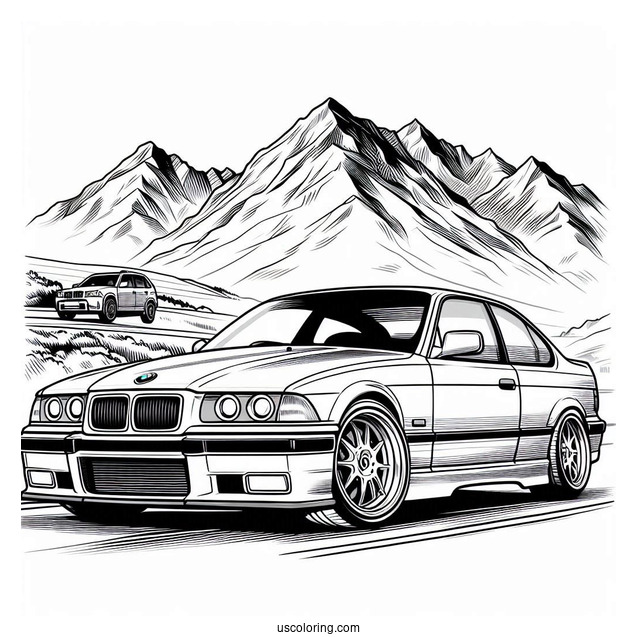 BMW Coloring Page 3 Series E36 On The Road