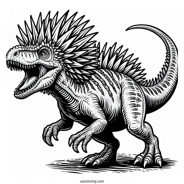 Spiky Yutyrannus Growling Coloring Page