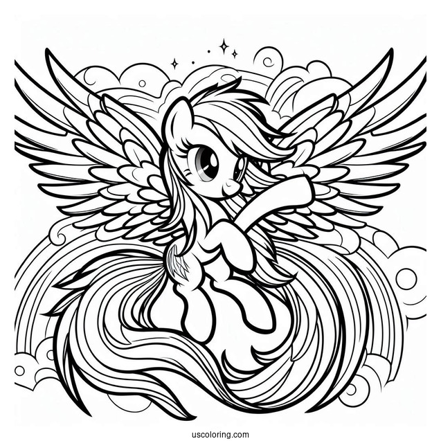 Mighty Rainbow Dash Coloring Page With Wings Spread Out