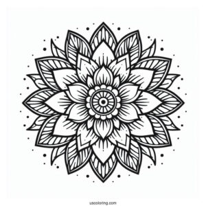 Easy Flower Mandala Coloring Page With Pointed Petals