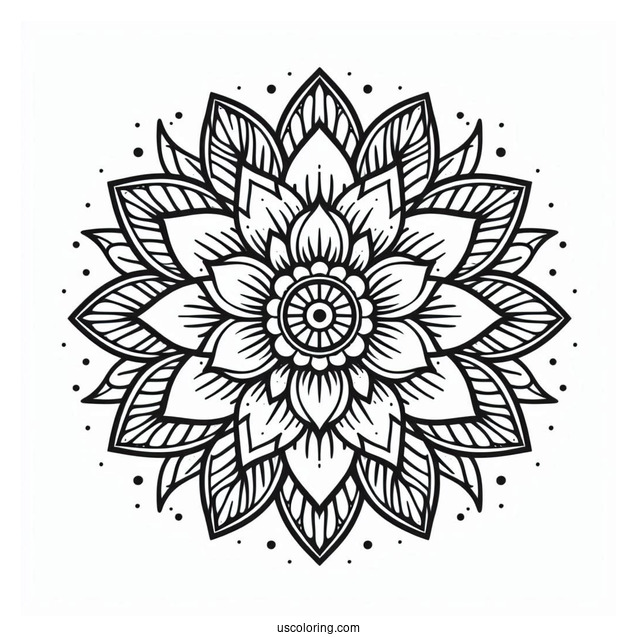 Easy Flower Mandala Coloring Page With Pointed Petals