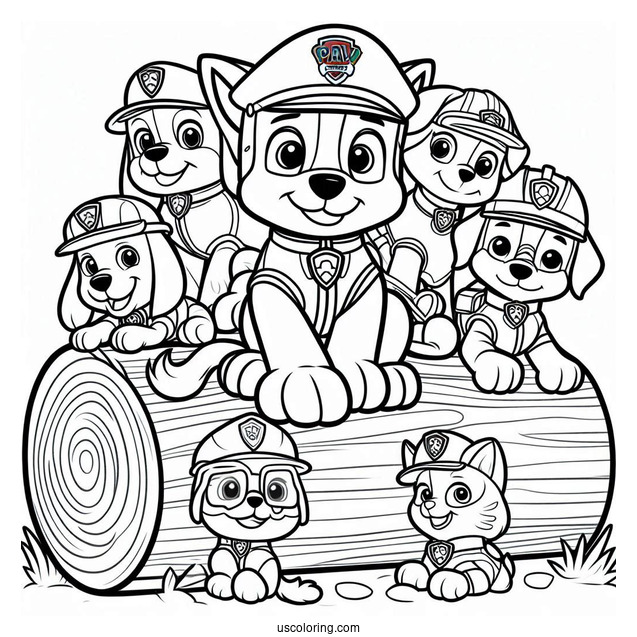 Paw Patrol Log With Friends Coloring Sheet