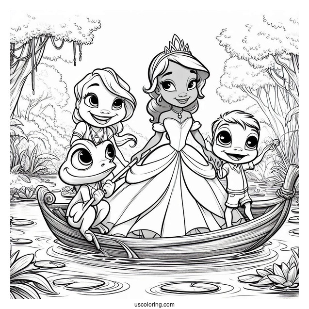 Tiana, Naveen, Ray, And Louis By The River