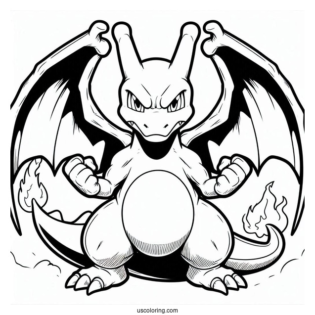 Angry Charizard Coloring In For Preschoolers