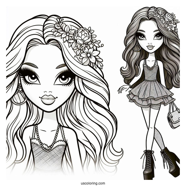 Bratz Meygan Fashion Doll Coloring In