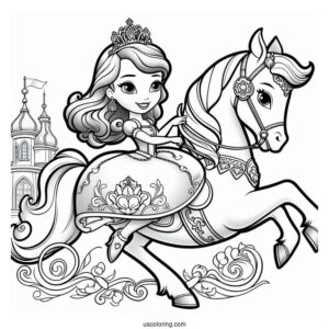 Sofia The First Coloring Page With Princess Amber Riding Everburn