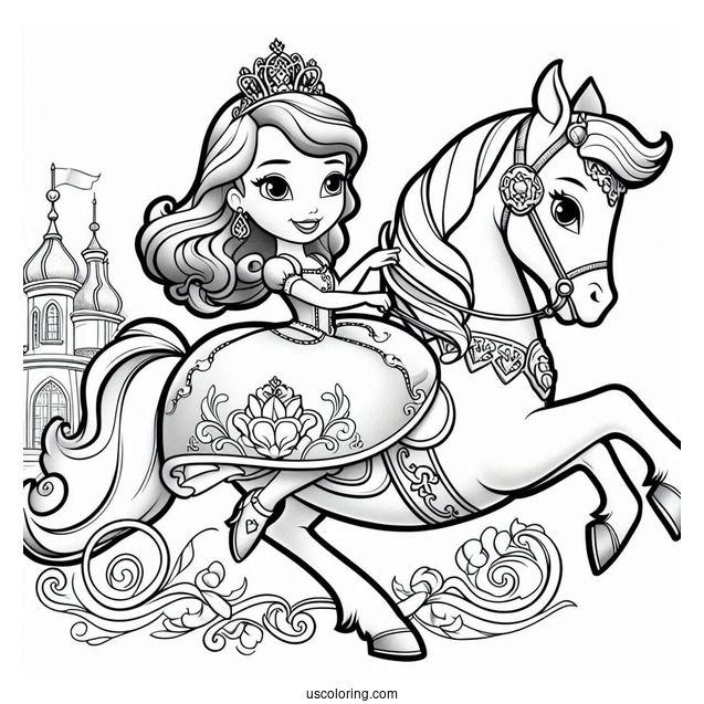 Sofia The First Coloring Page With Princess Amber Riding Everburn
