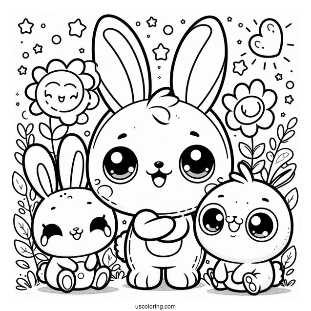 Sunny Bunnies Coloring Page Iris, Hopper, Shiny, Big Boo, And Turbo