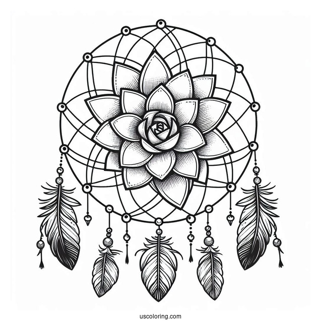 Succulent Coloring Page Dreamcatcher