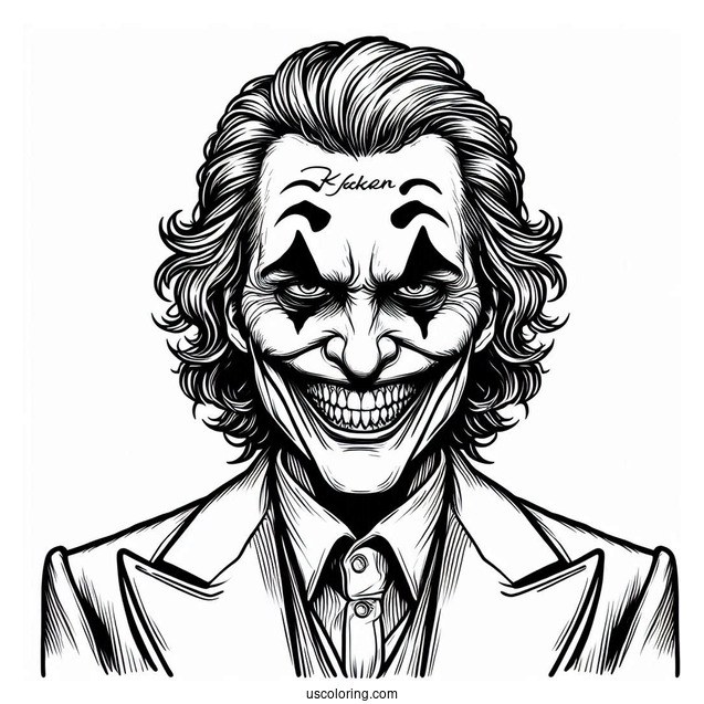 Terrifying Joker Coloring Page Grinning