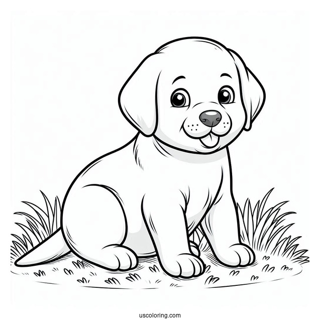 Simple Labrador Puppy On Grass To Color