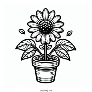 Flower Coloring Pages Of Cartoon Sunflower In Pot