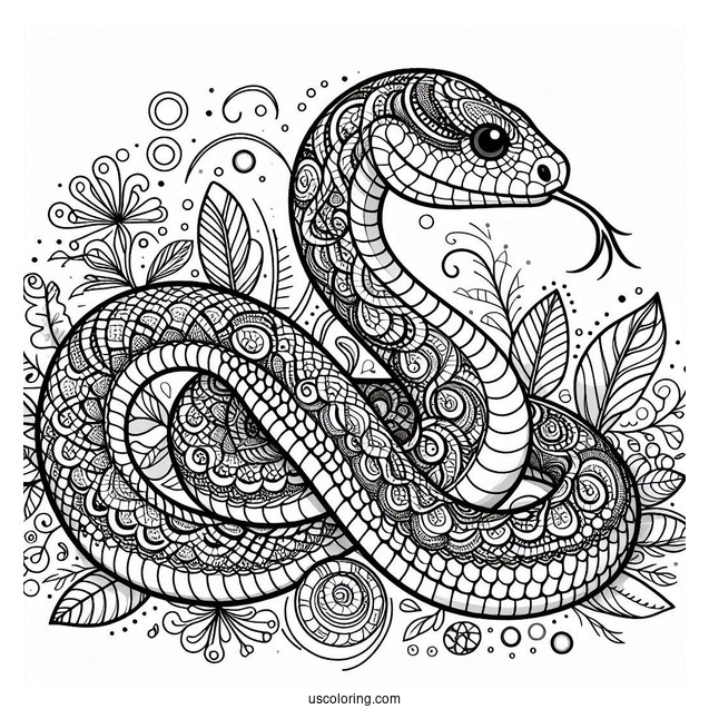 Snake With Detailed Scales To Color