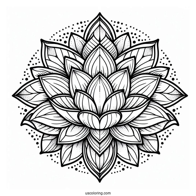 Blossoming Lotus Flower Mandala Coloring Page