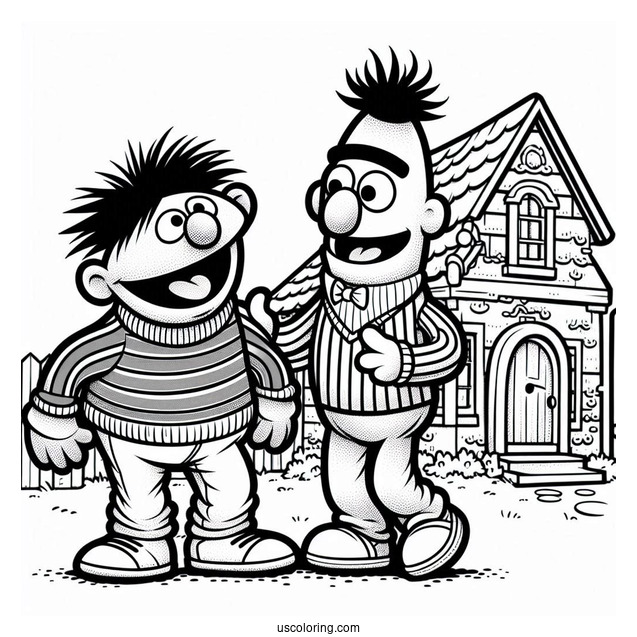 Detailed Coloring Page Of Bert And Ernie