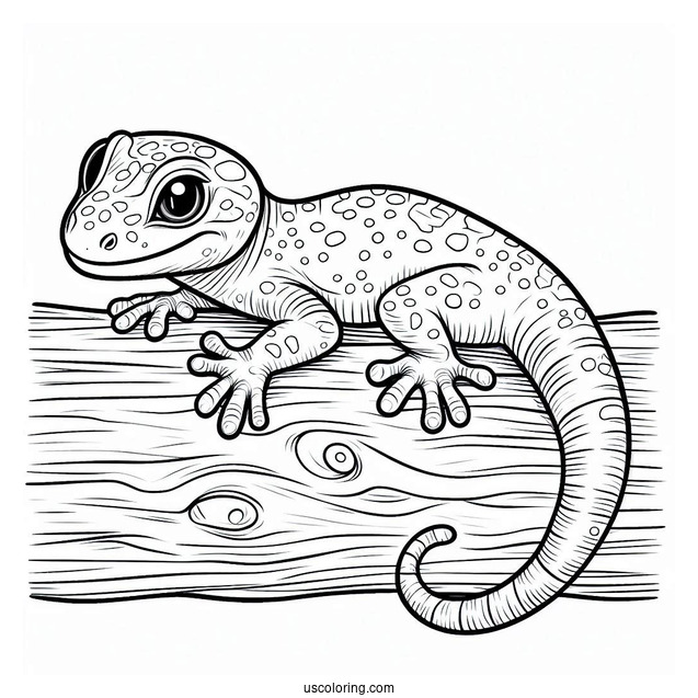 Gecko Lizard Coloring Page On Wood Coloring Page