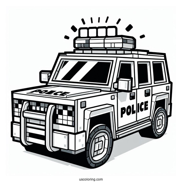 Minecraft Police Car Coloring Page