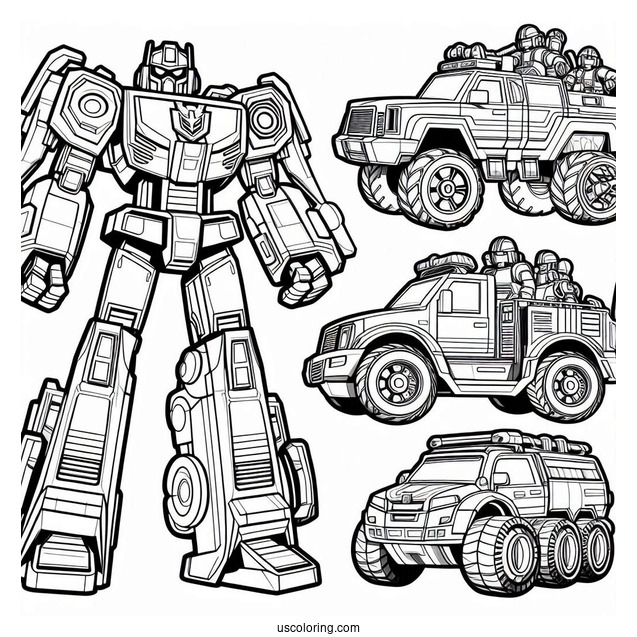 Detailed Rescue Bots Coloring Page Assembled