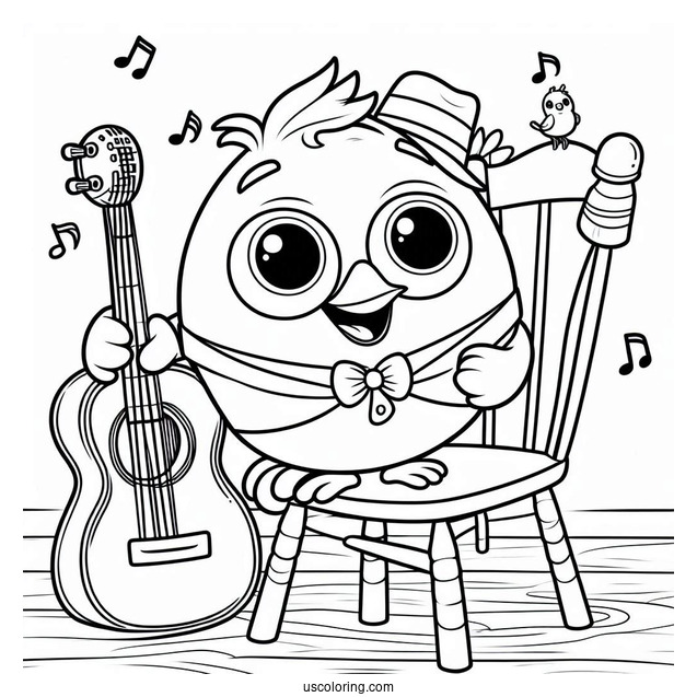 Sing Coloring Page Of Gunter Posing With Chair For Kids
