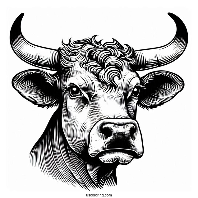 Close Up Of Bull Horns Coloring Sheet
