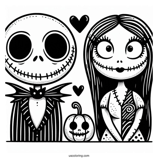 Cute Jack And Sally Coloring Page