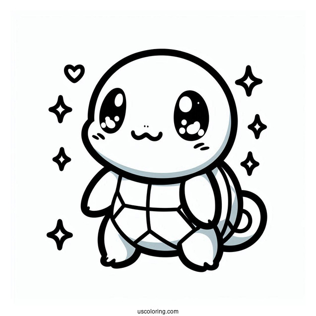 Kawaii Squirtle Coloring Page For Kids