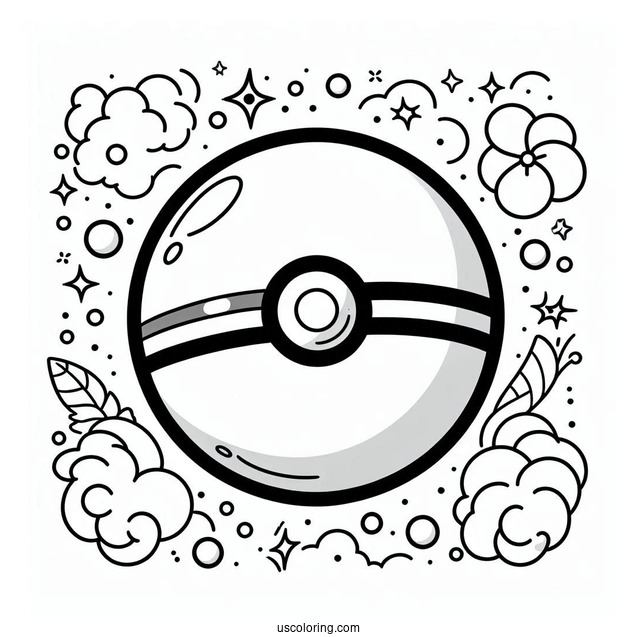 Simple Pokéball Coloring Page With Different Markings