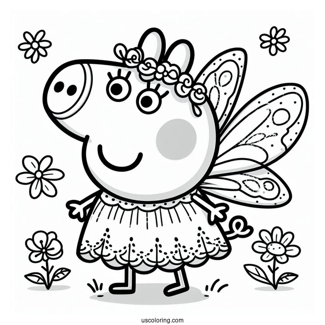 Peppa Pig Wearing Fairy Outfit To Color