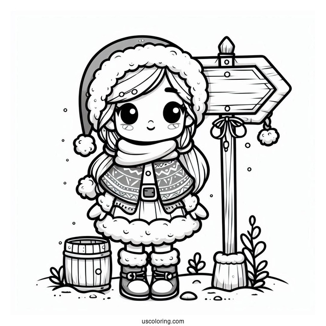 Cartoon North Pole Coloring Page Sign For Kids
