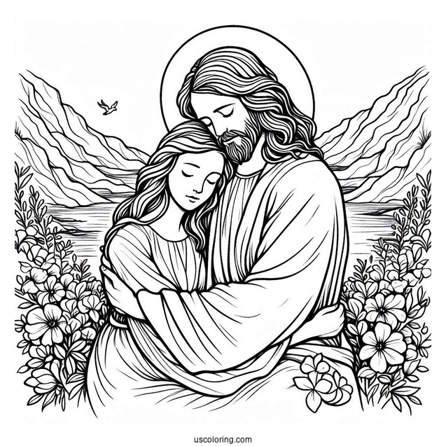 Loving Jesus Coloring Page In Nature