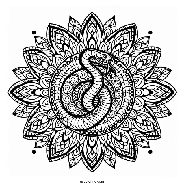 Snake Mandala To Color For Adults