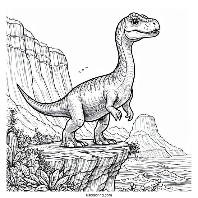 Spinosaurus Coloring Page Standing On The Edge Of A Cliff