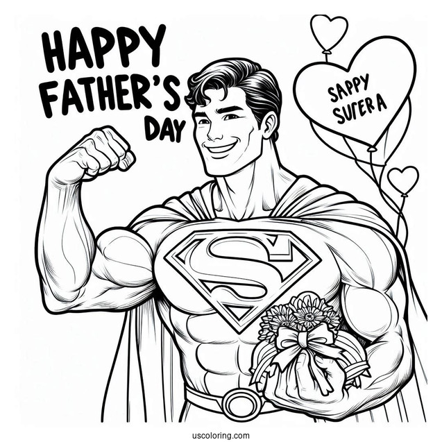 Superman Happy Father's Day Coloring Page Of Greeting